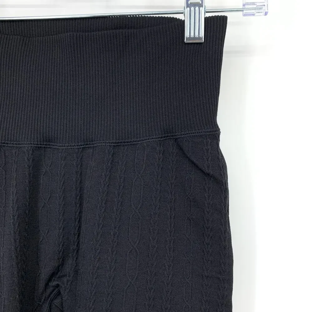 Alo Yoga Seamless Cable Knit High Waist Leggings Womens Size XS Black